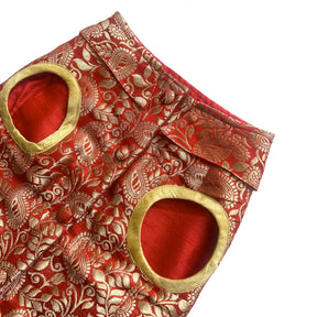 SCARLET PAISLEY BROCADE DOG WAISTCOAT