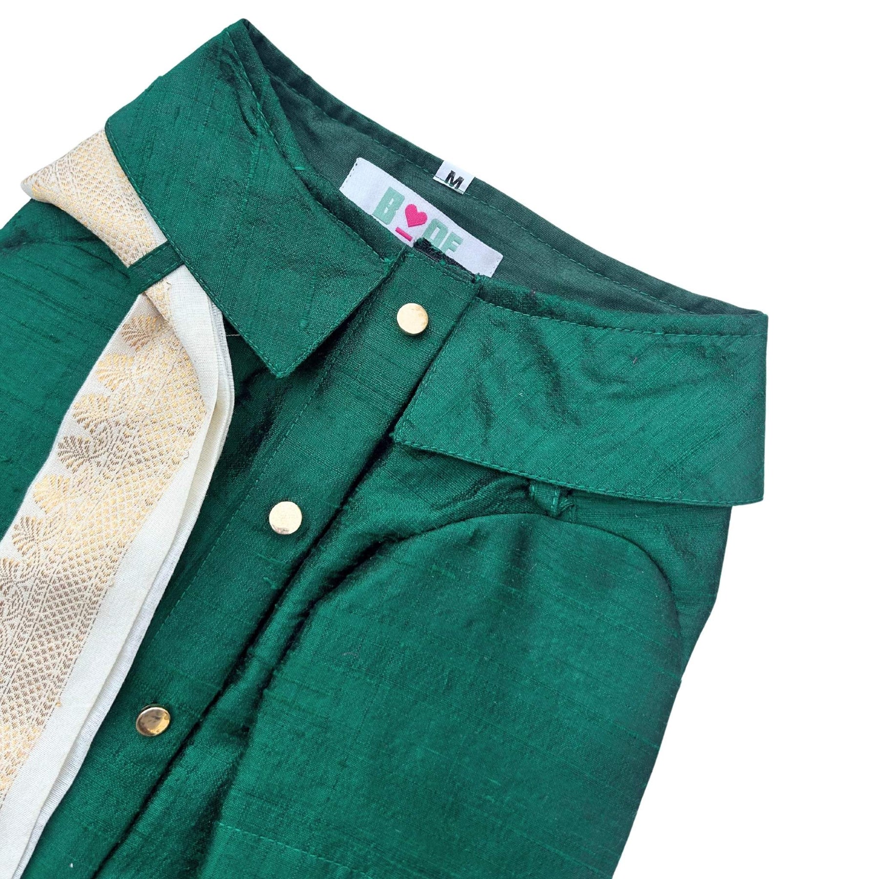 GREEN PURE RAW SILK KURTA FOR DOGS AND CATS