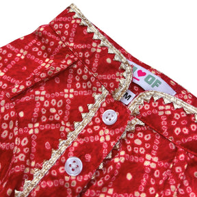 RED BANDHANI COTTON KURTA FOR DOGS AND CATS