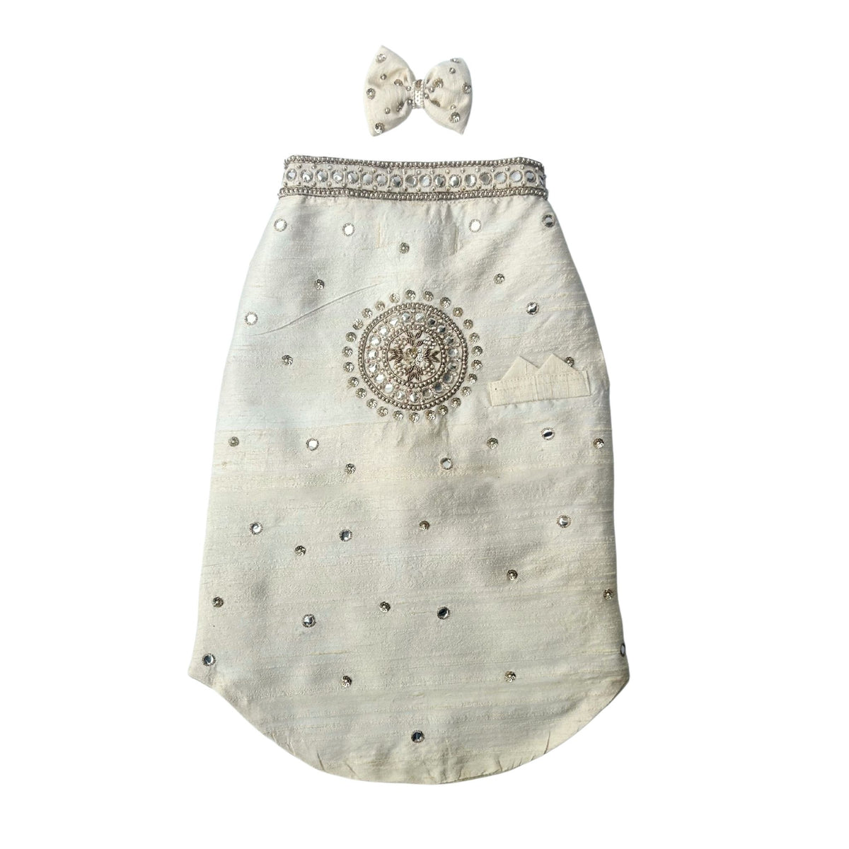 HAND EMBROIDERED MIRROR WORK OFF-WHITE DOG SHERWANI