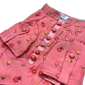 PEACH ORANGE FLOWER EMBROIDERED DOG KURTA