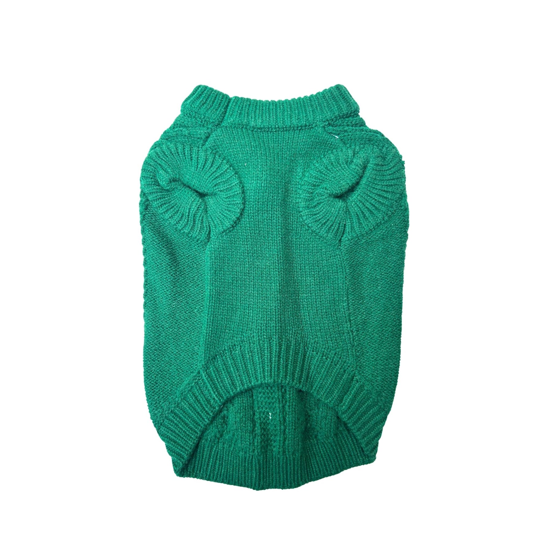 EMERALD GREEN CABLE DOG SWEATER