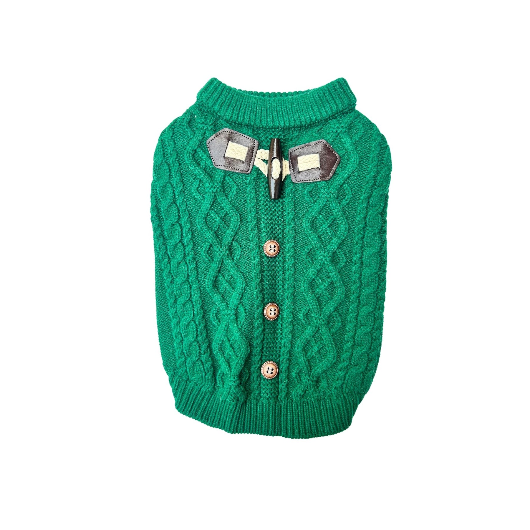 EMERALD GREEN CABLE DOG SWEATER