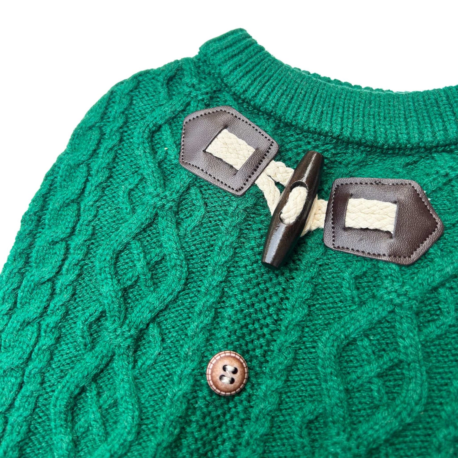 EMERALD GREEN CABLE DOG SWEATER