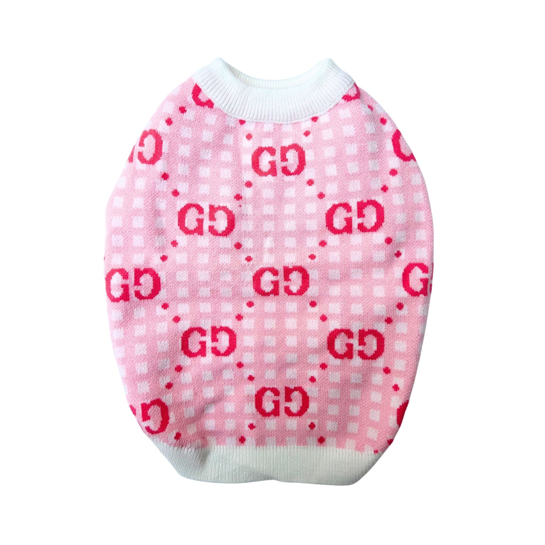 PINK CHECK PAW-CCI DOG SWEATER