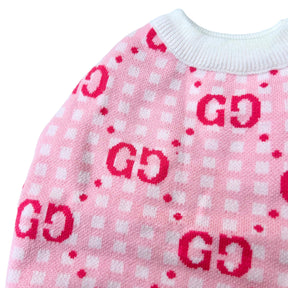 PINK CHECK PAW-CCI DOG SWEATER