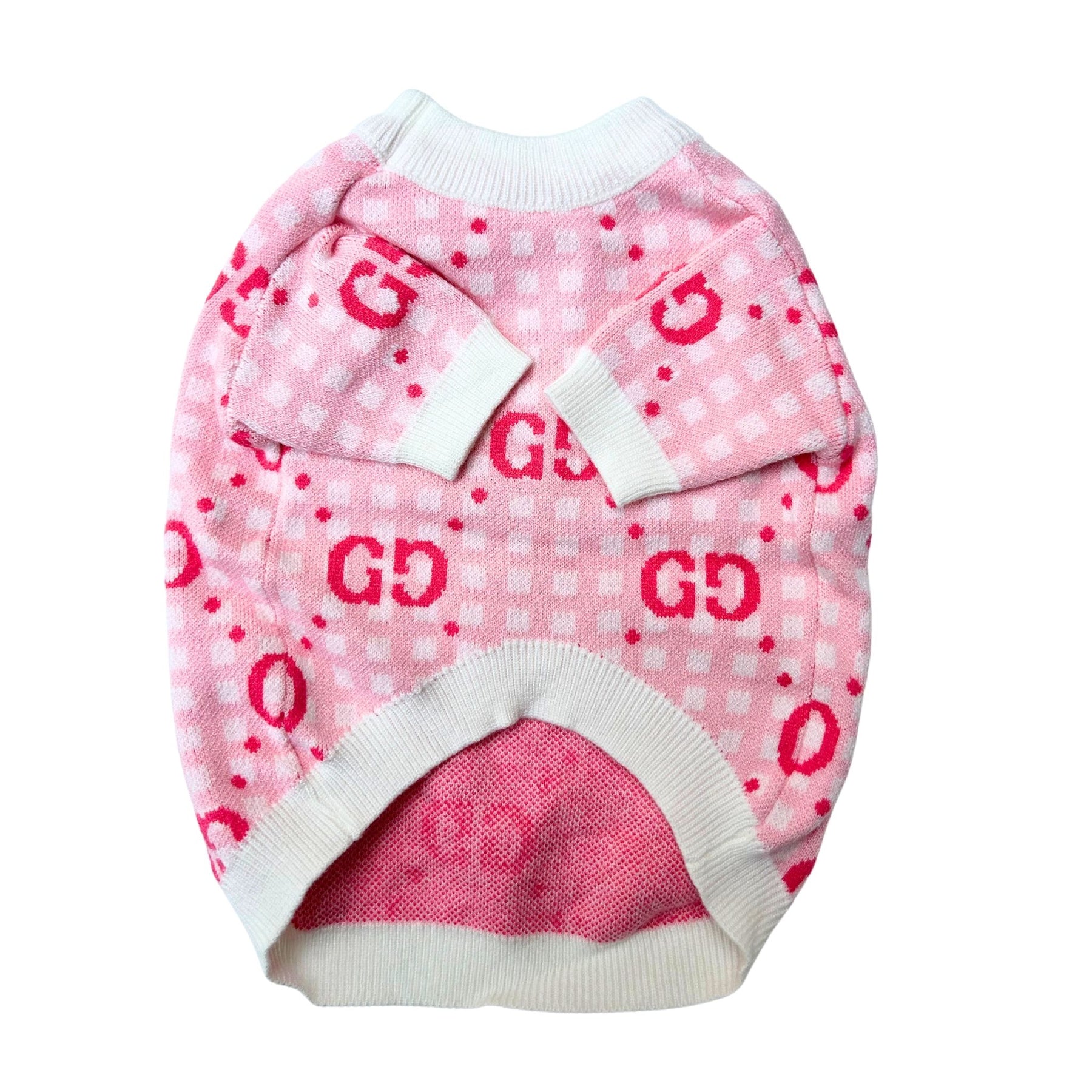 PINK CHECK PAW-CCI DOG SWEATER
