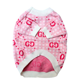 PINK CHECK PAW-CCI DOG SWEATER