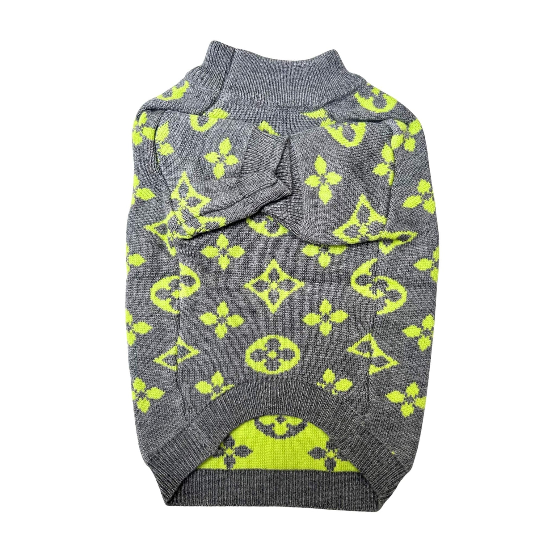 GREY PAW-V DOG SWEATER