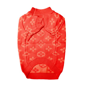 ORANGE PAW-V DOG SWEATER