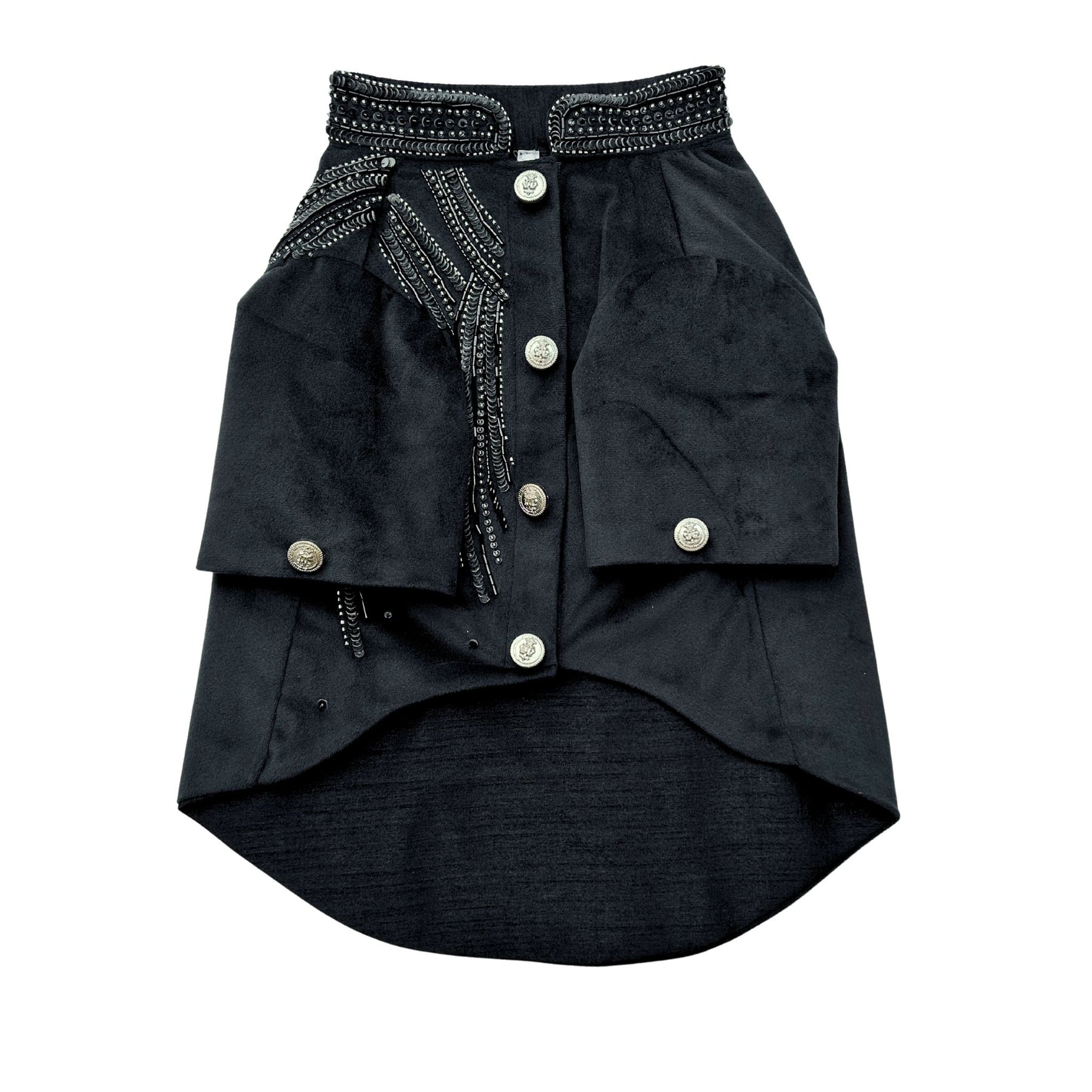 BLACK VELVET HAND EMBROIDERED BANDHGALA FOR DOGS AND CATS