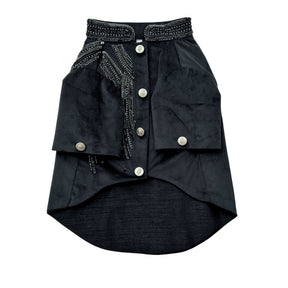 BLACK VELVET HAND EMBROIDERED BANDHGALA FOR DOGS AND CATS