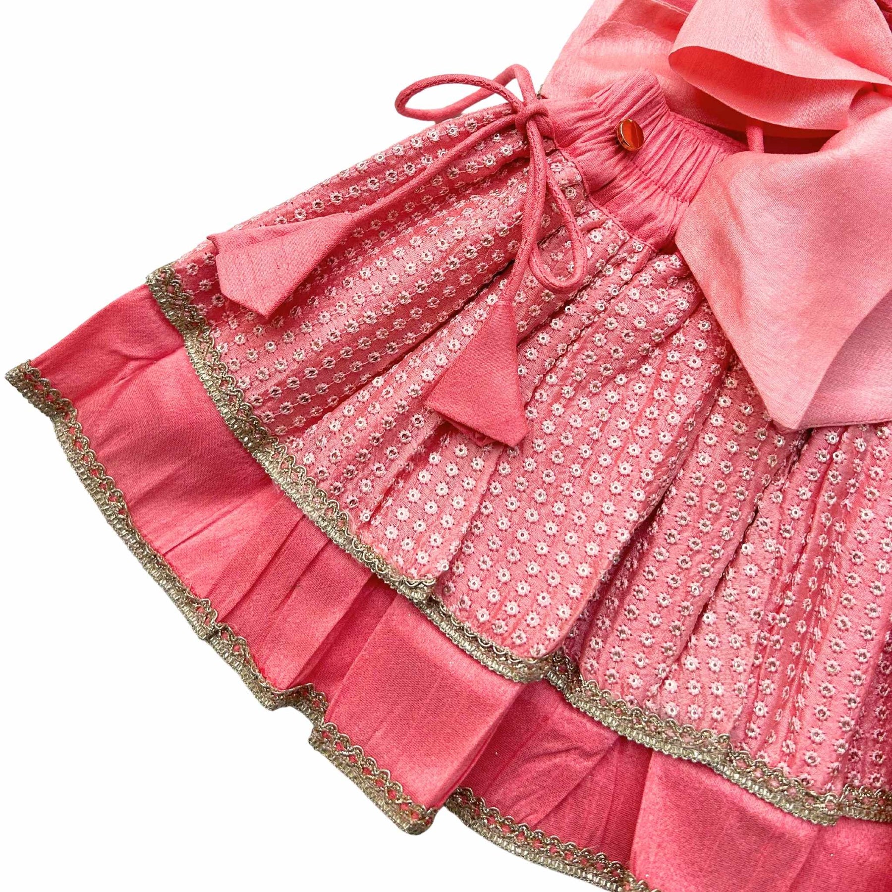 PEACH PINK SITARA BOW LEHENGA FOR DOGS AND CATS