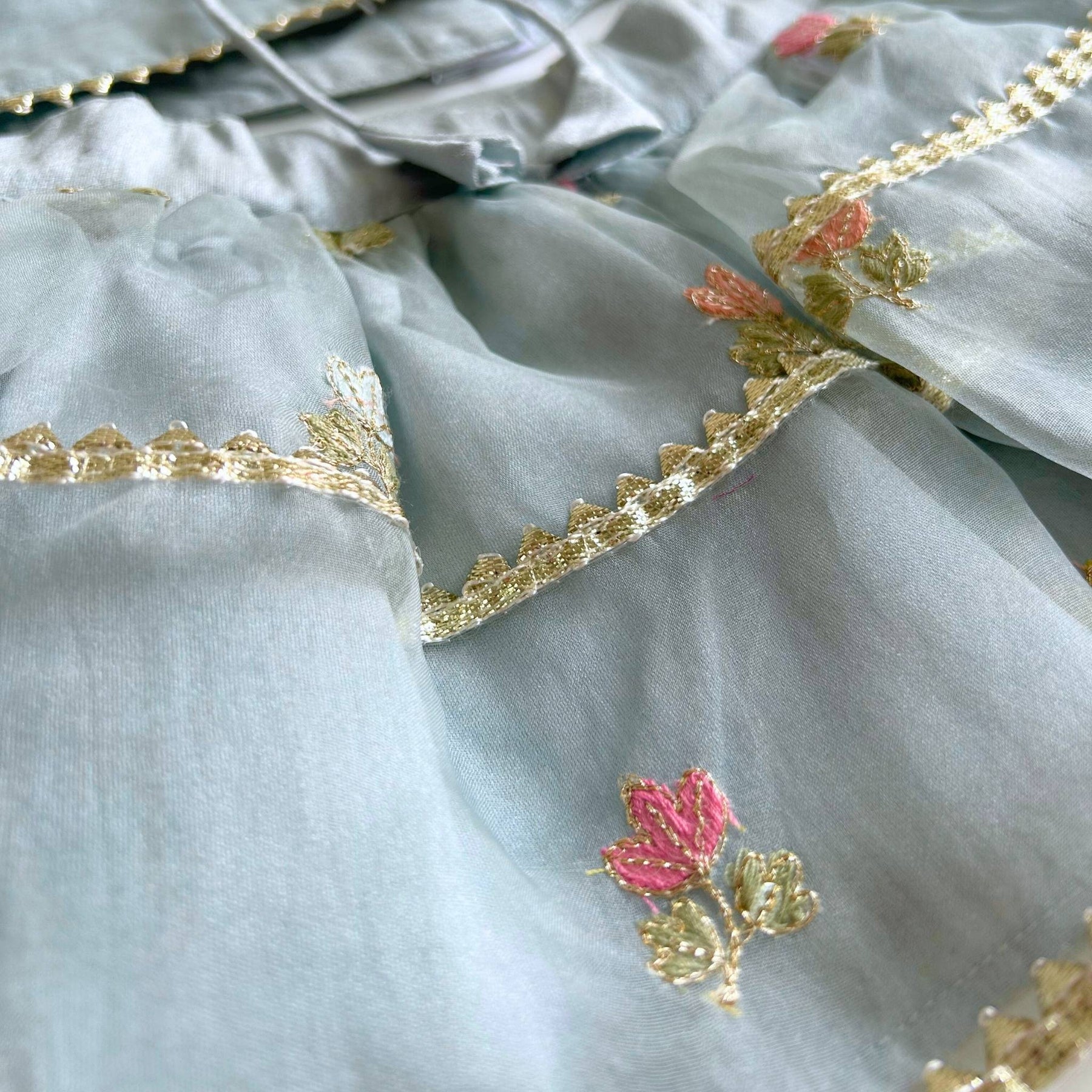 DAINTY FLORAL LIGHT BLUE DOG LEHENGA