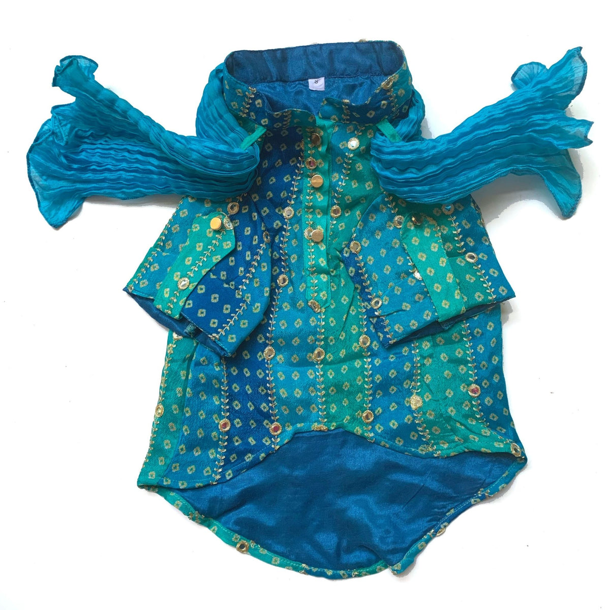 BLUE MIRROR DROP DOG KURTA+BLUE HEART RAKHI FOR DOGS AND CATS