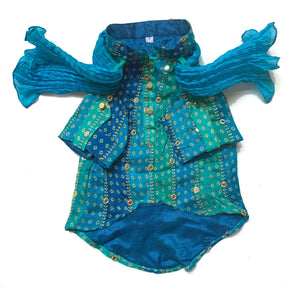BLUE MIRROR DROP DOG KURTA