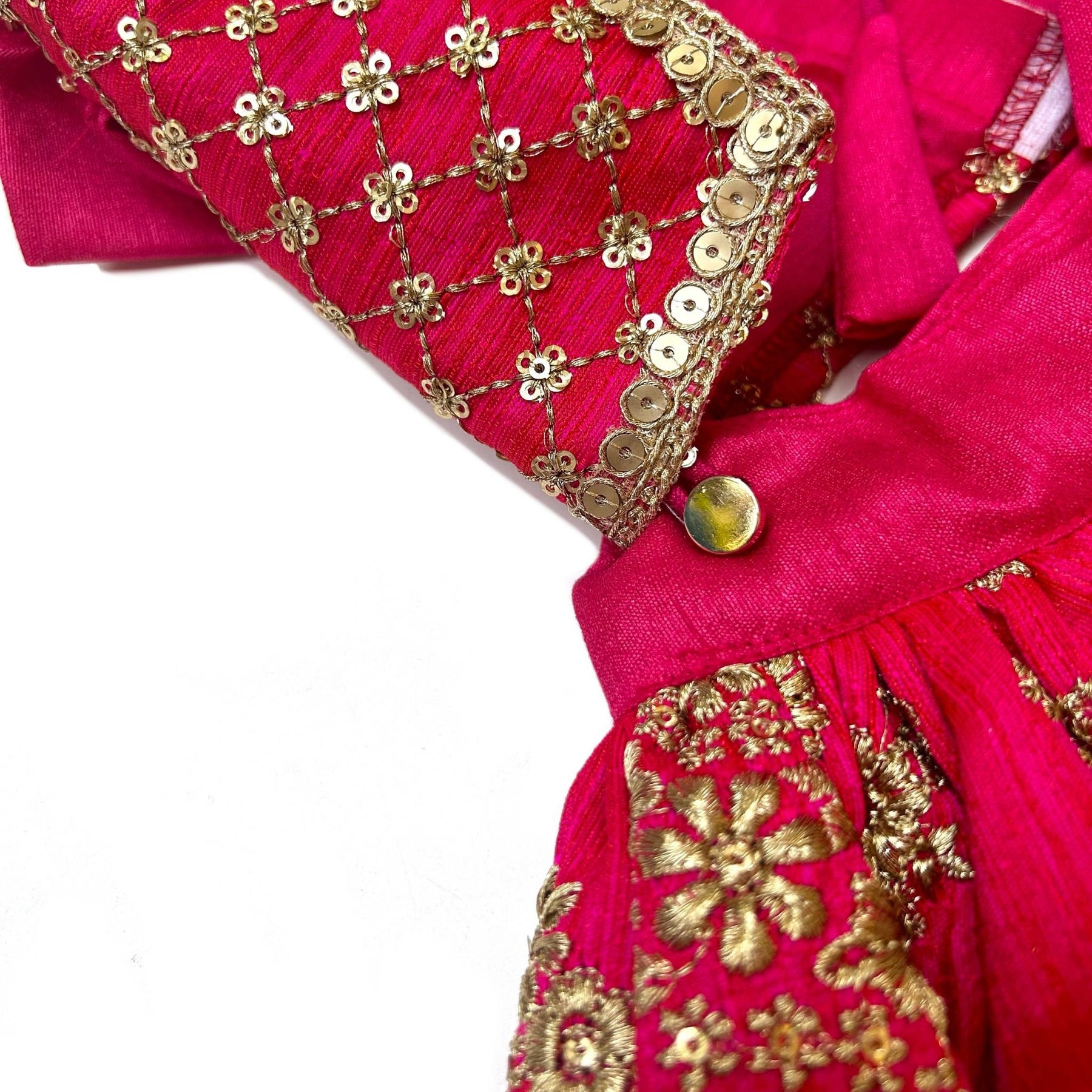 FUCHSIA PINK GOLD DOG LEHENGA