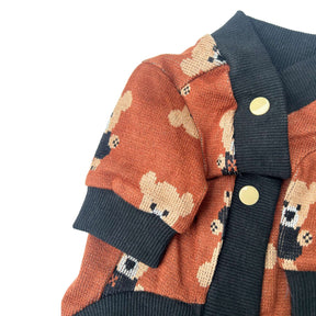BROWN TEDDY SHAWL COLLAR DOG CARDIGAN