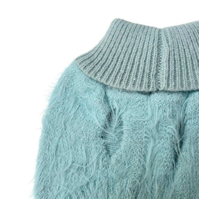 BLUE FURRY TURTLE NECK DOG SWEATER
