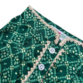 GREEN BANDHANI COTTON KURTA FOR DOGS AND CATS