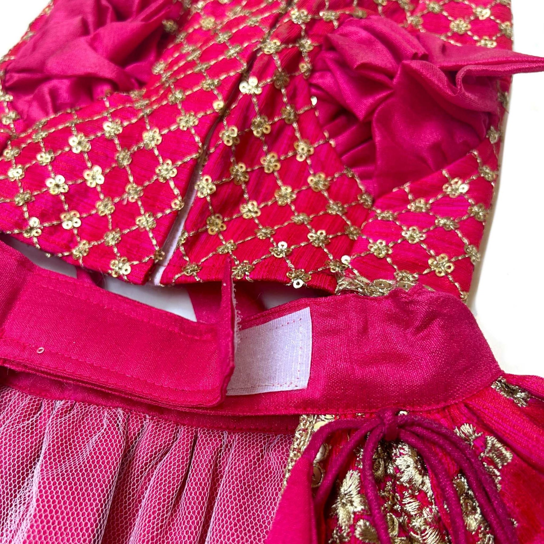 FUCHSIA PINK GOLD DOG LEHENGA