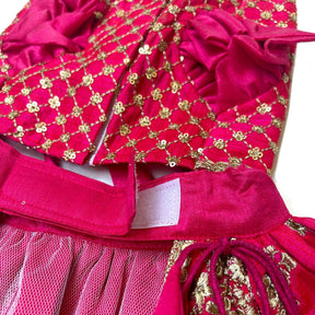FUCHSIA PINK GOLD DOG LEHENGA