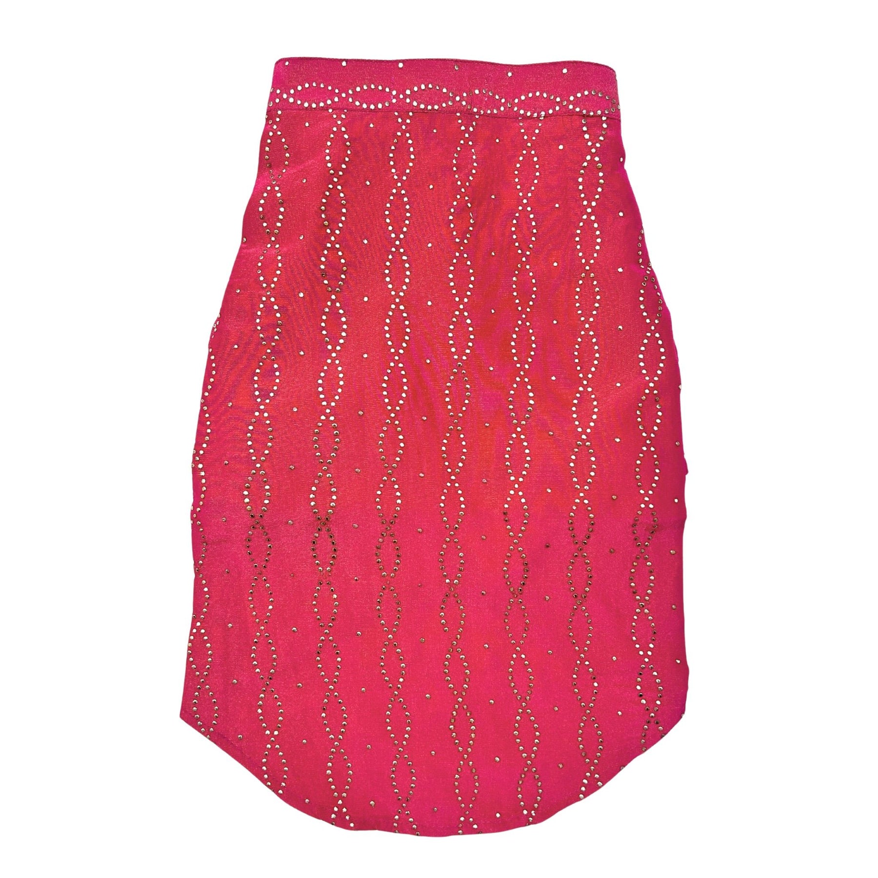 RUBY PINK MUKAISH WORK DOG KURTA+PINK GOLD BONE RAKHI FOR DOGS AND CATS
