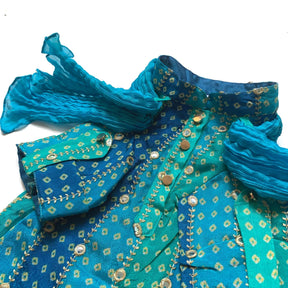 BLUE MIRROR DROP DOG KURTA