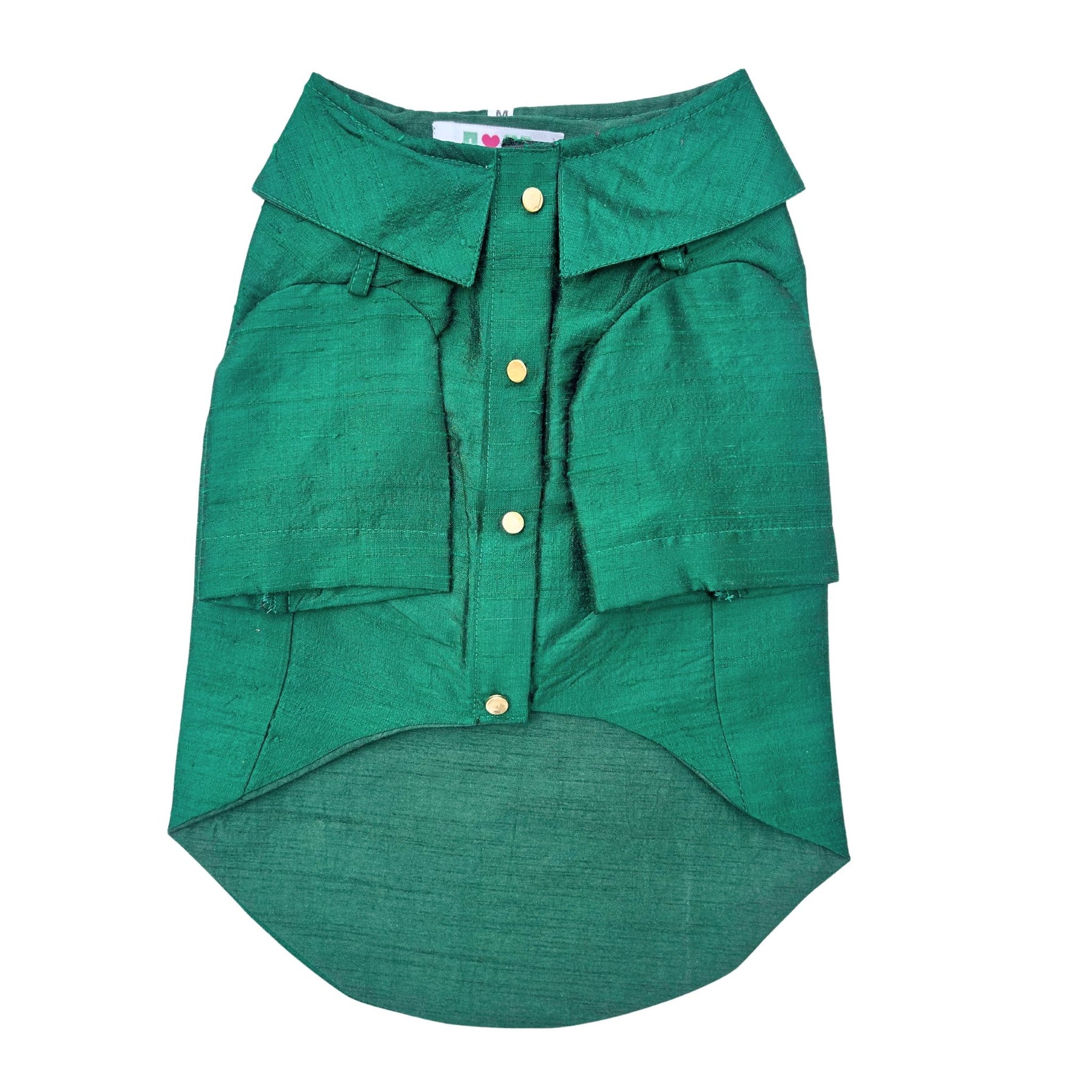 GREEN PURE RAW SILK KURTA FOR DOGS AND CATS