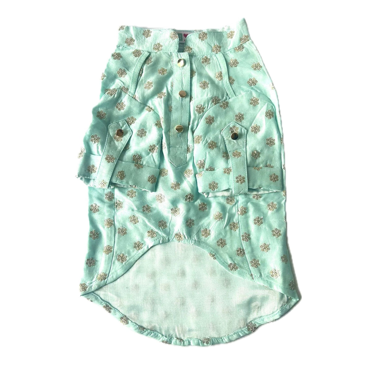 PASTEL BLUE GOLD BUTTI DOG KURTA
