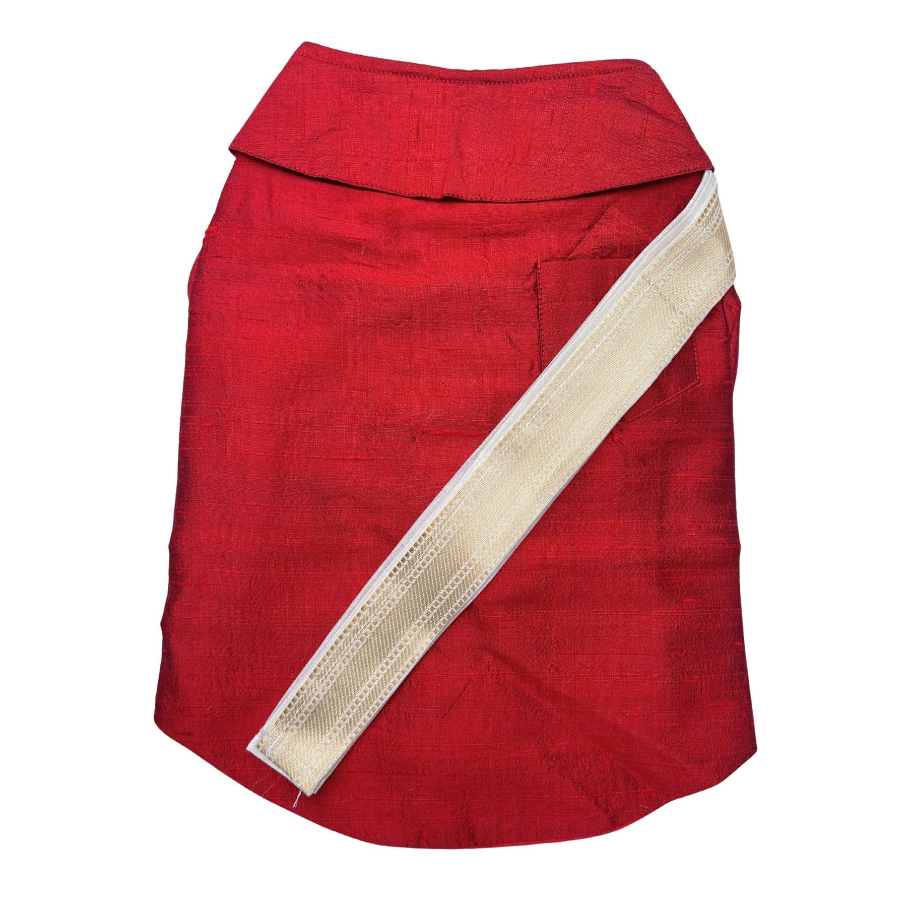 RED PURE RAW SILK DOG KURTA+ RED PAW RAKHI FOR DOGS AND CATS