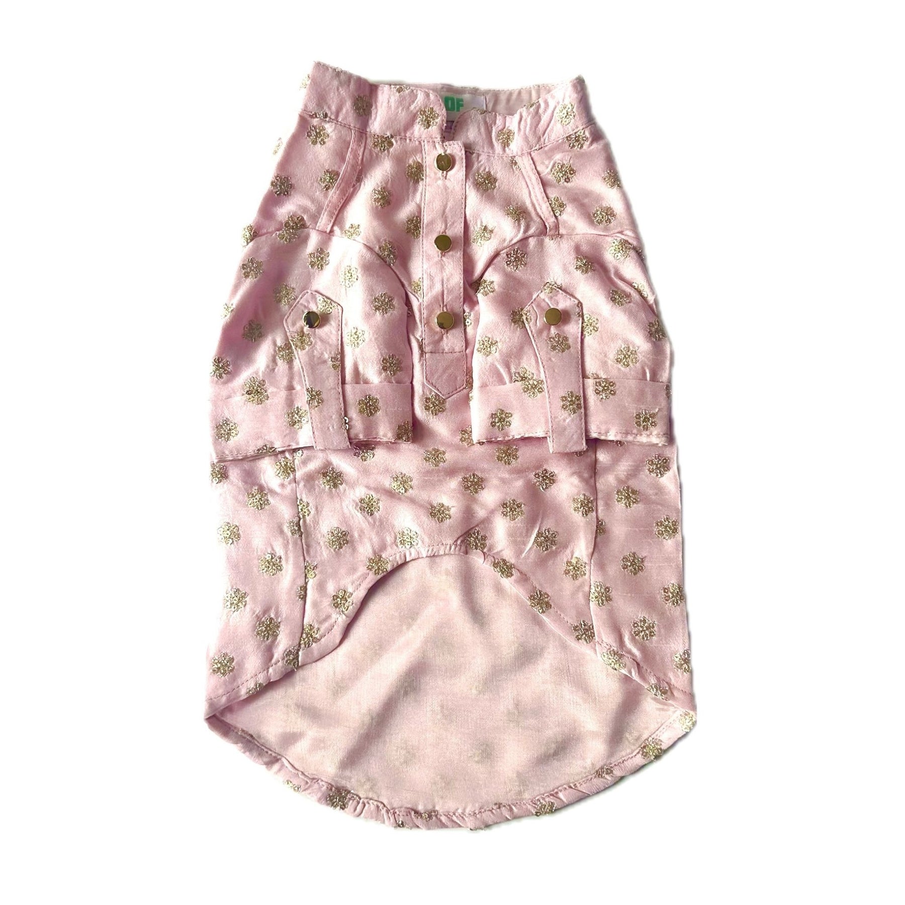PASTEL PINK GOLD BUTTI DOG KURTA