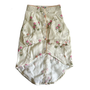 OFF-WHITE FLOWER EMBROIDERED DOG KURTA+LIGHT PINK PEARL RAKHI FOR DOGS AND CATS