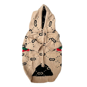 BEIGE PAW-CCI DOG HOODIE