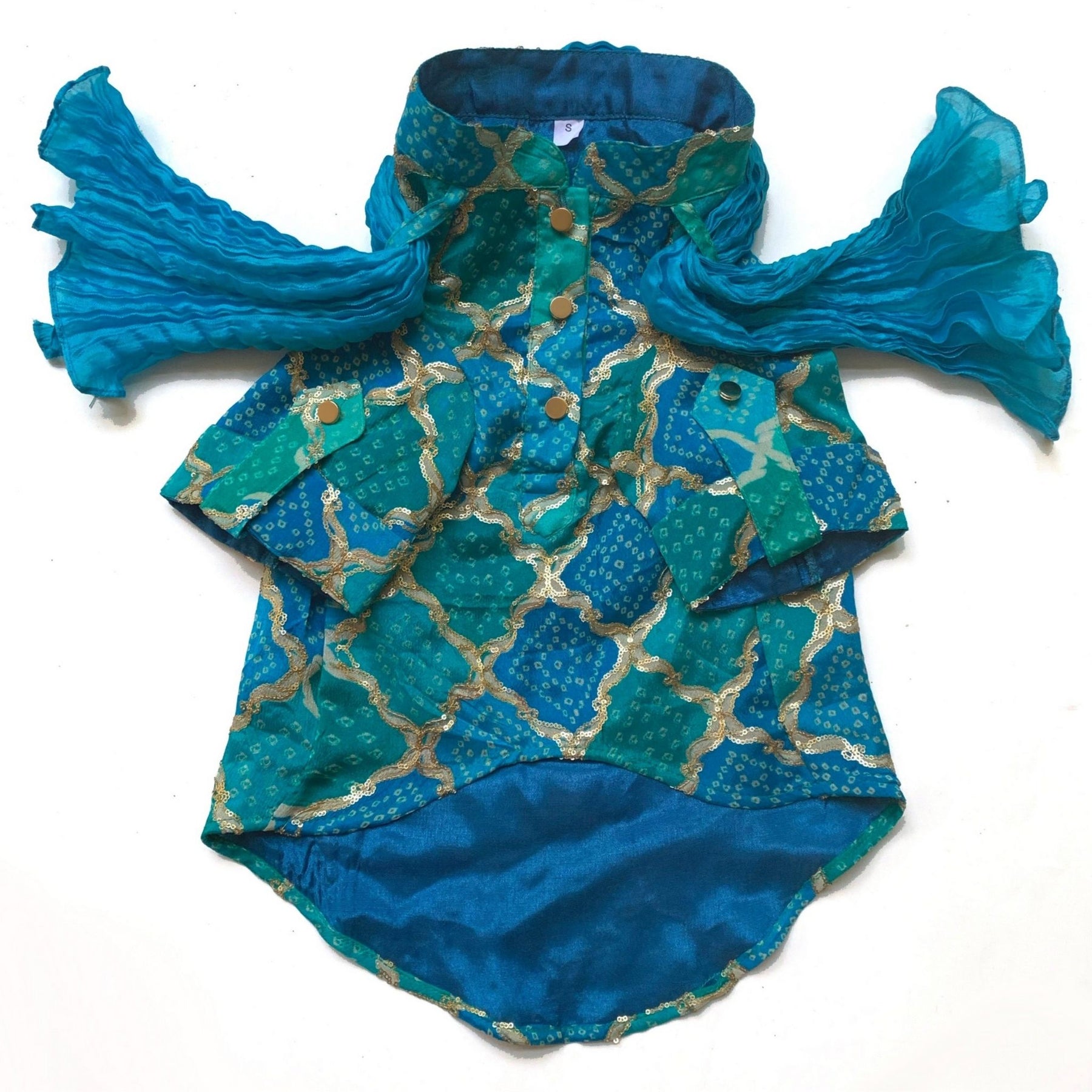 SHADES OF BLUE DOG KURTA+BLUE HEART RAKHI FOR DOGS AND CATS