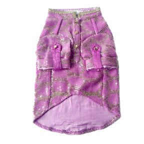 LAVENDER SEQUINS DOG KURTA+PURPLE PEARL RAKHI FOR DOGS AND CATS