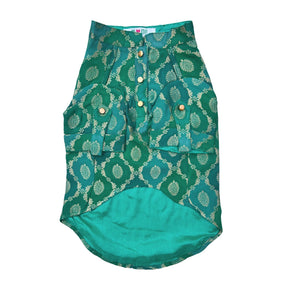 GREEN TWO TONE KURTA + BONE RAKHI FOR DOGS AND CATS