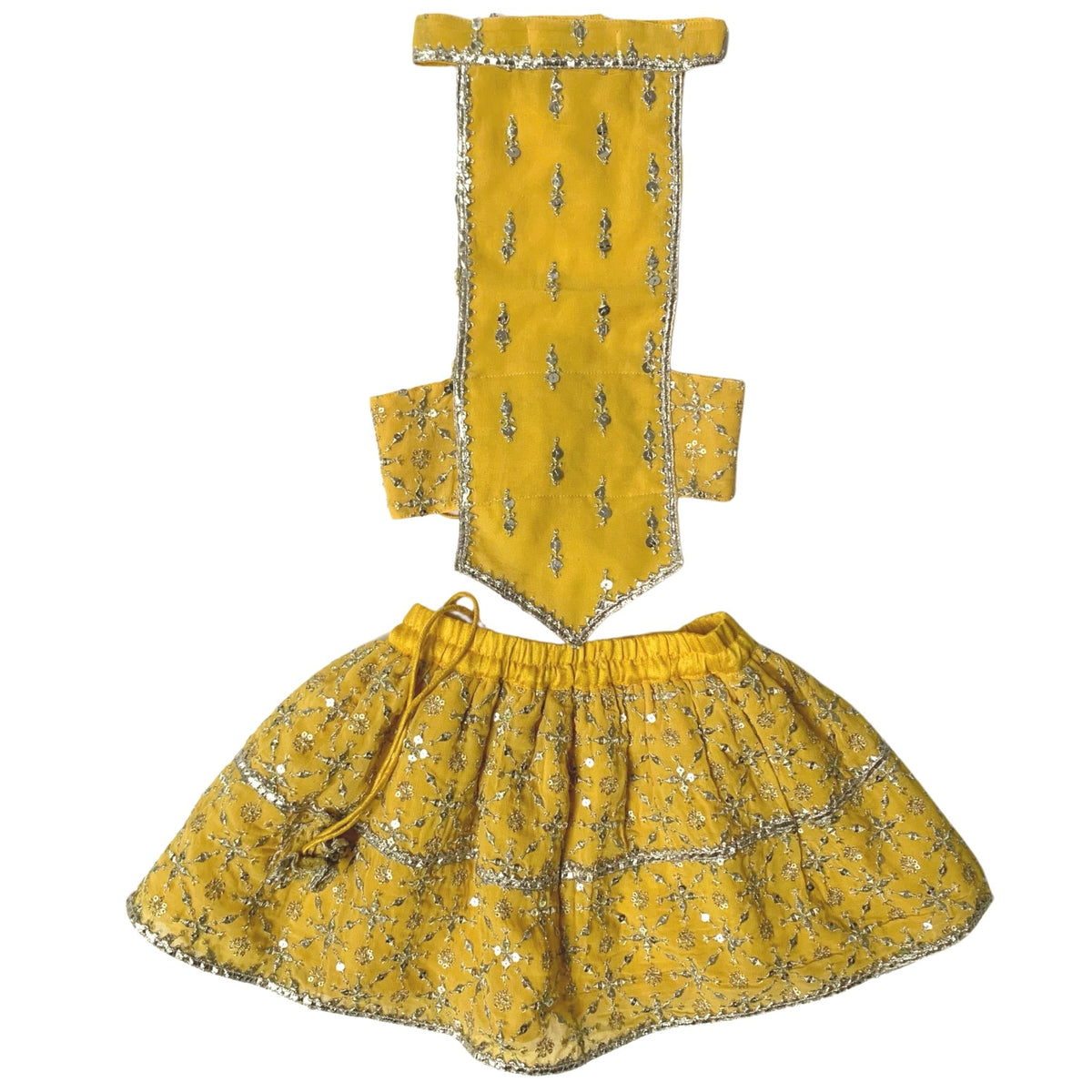 YELLOW FESTIVE DOG LEHENGA