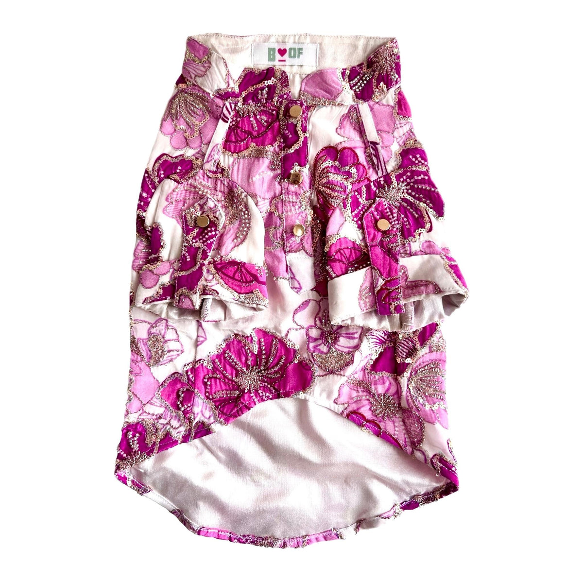 PINK FLOWER BOUQUET HAND EMBROIDERED DOG KURTA
