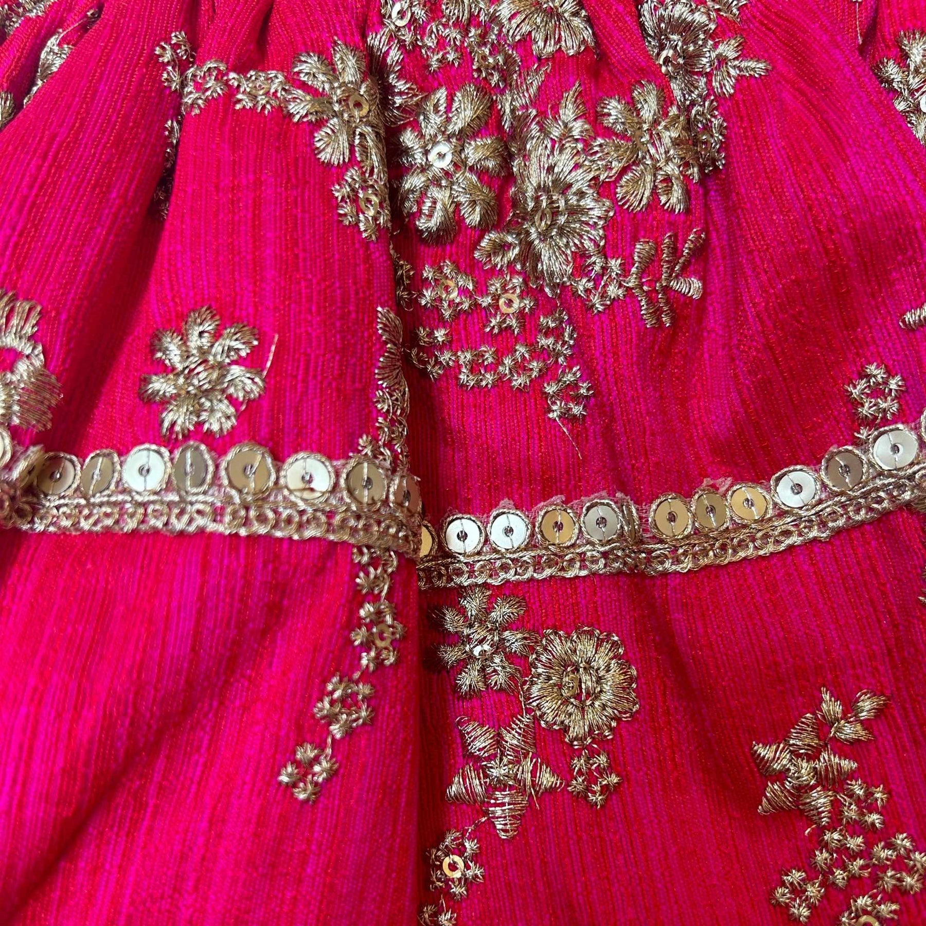 FUCHSIA PINK GOLD DOG LEHENGA