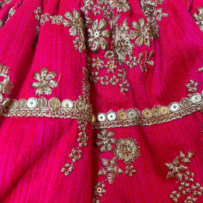 FUCHSIA PINK GOLD DOG LEHENGA