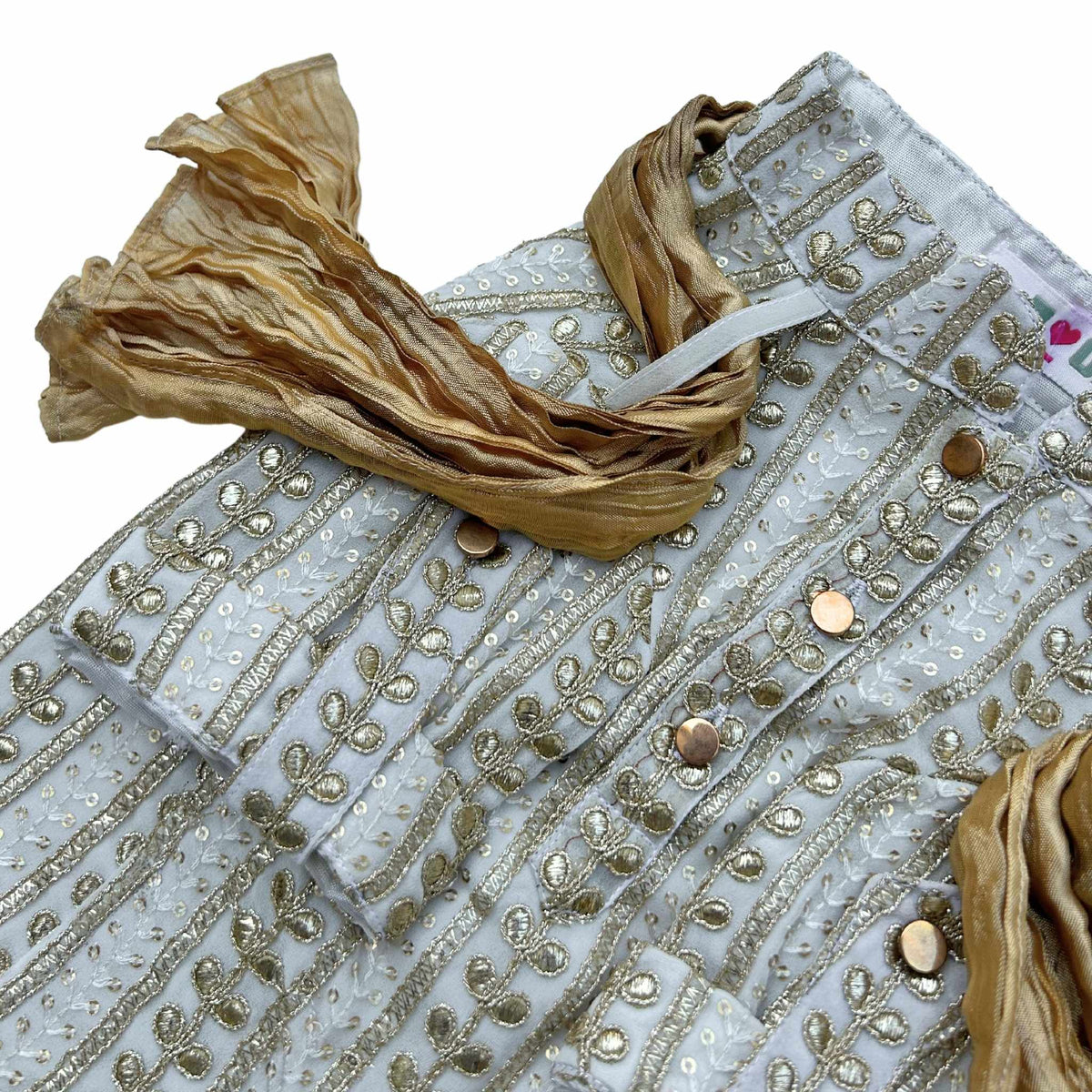 OFF WHITE GOLD LEAF DOG KURTA