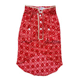 RED BANDHANI COTTON KURTA FOR DOGS AND CATS