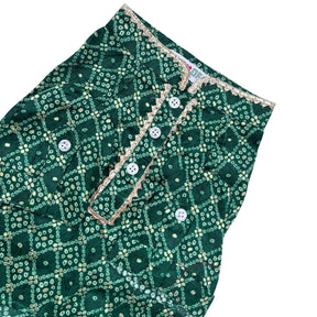 GREEN BANDHANI COTTON KURTA FOR DOGS AND CATS