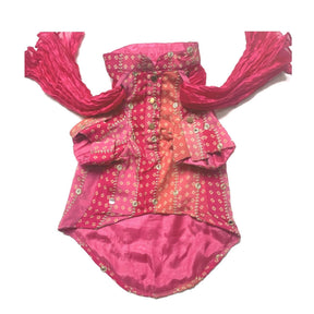 PINK MIRROR DROP DOG KURTA+PINK PAW-SOME RAKHI FOR DOGS AND CATS