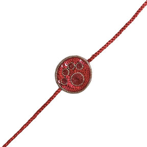 RED TISSUE FLORAL SEQUINS WAISTCOAT+RED PAW RAKHI FOR DOGS AND CATS