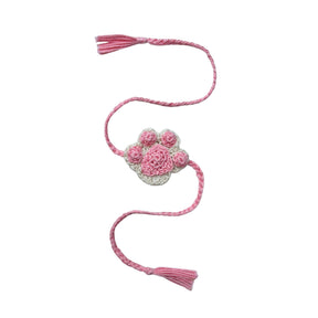 BABY PINK CROCHET PAW RAKHI FOR DOGS AND CATS