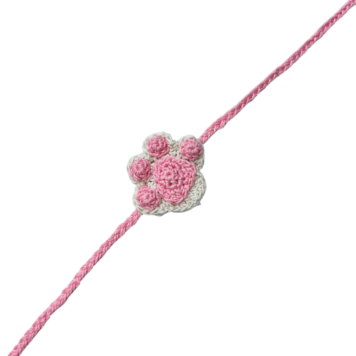 BABY PINK CROCHET PAW RAKHI FOR DOGS AND CATS