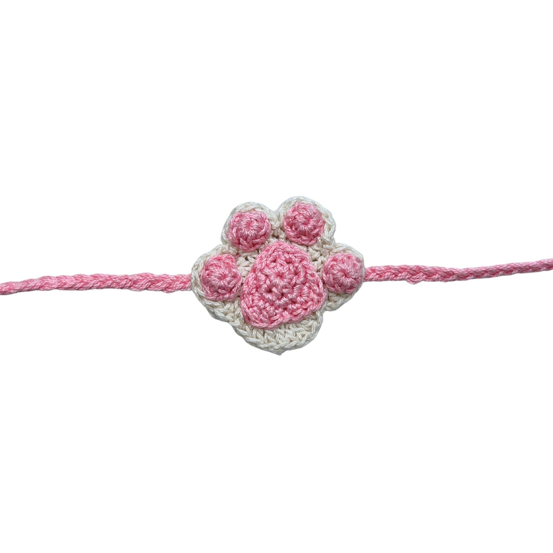 BABY PINK CROCHET PAW RAKHI FOR DOGS AND CATS