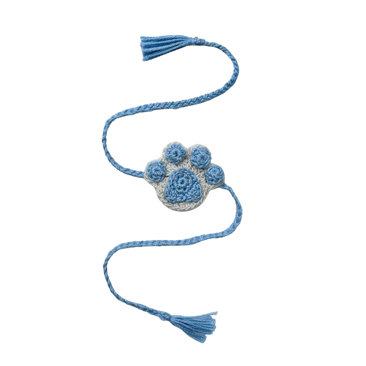 SKY BLUE CROCHET PAW RAKHI FOR DOGS AND CATS